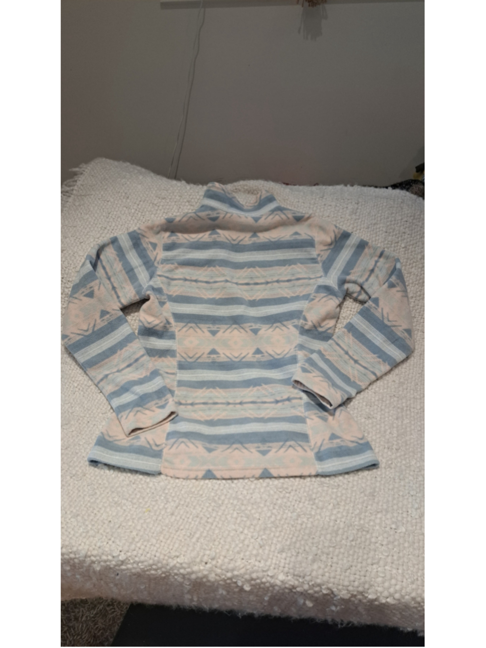 617 - Eddie Bauer Quarter Zip Fleece Pullover | Blue & Cream Southwest Print | S - Picture 6 of 7